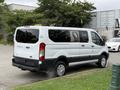 A 2017 Ford Transit T150 XLT van in white color with black accents parked with its doors closed and no visible occupants
