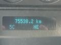 A dashboard display showing the odometer reading 75538.2 km with a temperature of 5°C and direction indicator NE