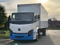 A 2022 Lion Lion6 truck features a white and blue exterior with a boxy shape and a prominent front grille designed for urban deliveries