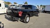 A black 2016 Ford F-150 pickup truck viewed from the rear with a spacious bed and large tires parked in a lot