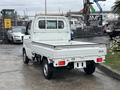 A white 2010 Suzuki Carry mini truck with an open cargo bed and a simple exterior design is parked, showcasing its compact size and utilitarian features