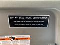 A label indicating 500 KV electrical certification for an aerial unit certified for use on live lines with a nominal rating of 500000 volts