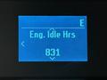Display screen showing engine idle hours with the number 831 on a digital panel