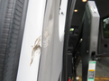 2009 Dodge Sprinter Van with a noticeable dent and scratch on the side door