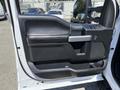 A 2018 Ford F-150 door panel featuring a black interior design with a armrest control panel and window controls
