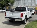 A white 2021 Ford F-150 pickup truck with a chrome rear bumper and 4x4 badge parked in a lot