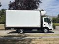 A white 2018 Hino 195 box truck with a plain cargo area and a refrigeration unit on top