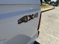 Close-up of the 4x4 badge on the rear of a white 2014 Ford F-250 SD truck