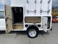 A 2015 Ford F-550 service truck with a white exterior featuring open side doors and multiple hooks inside the cargo area
