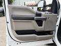Interior door panel of a 2020 Ford F-550 featuring a gray design with a black handle and controls
