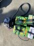 32 piece restoration lot including a carpet cleaner with a clear nozzle attached and various green utility heaters with cords and hoses visible