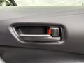 Interior door handle of a 2025 Toyota Corolla featuring a black textured surface and a red button for door locking