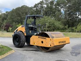 A 2020 Hyundai HR110C road roller with a large cylindrical roller in front and a heavy-duty chassis designed for road construction and paving