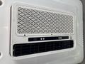 Close-up of the front grill and air vent of a 2005 Freightliner M2 106 featuring a white geometric pattern and a black air intake section