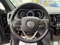 A 2019 Jeep Grand Cherokee steering wheel with controls and visible gauges in the dashboard behind it