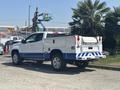 A 2017 Chevrolet Colorado with a blue and white color scheme featuring a utility bed and visible tailgate lights
