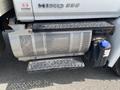 Close-up of a 2018 Hino 338 truck's side step and fuel tank featuring a perforated metal cover and a blue fuel cap