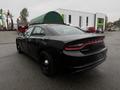 A black 2017 Dodge Charger parked with a green cover on the roof showcasing its sleek design and sporty features