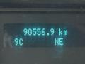 A digital display showing the odometer reading of 90536.9 km and a temperature of 9C in a 2015 Ford F-450