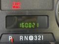 A digital odometer display showing the number 160821 with indicator lights for the brake and gear shift positions P R N D 321 on a 2006 Ford F-550