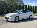 A silver 2015 Hyundai Sonata parked with its front angled towards the viewer showcasing its sleek design and alloy wheels