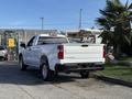 A 2024 Chevrolet Silverado 1500 in white with a bold rear design showcasing the Chevrolet logo on the tailgate and chrome accents on the bumper.