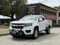 A white 2017 Chevrolet Colorado pickup truck with a utility bed and mounted winch in the foreground
