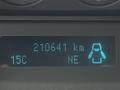 A digital dashboard display showing a mileage of 210641 km and a temperature of 15C with a penguin icon