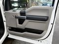 Interior door panel of a 2017 Ford F-450 Super Duty featuring controls and armrest in a gray and black color scheme