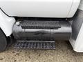 A black fuel tank and step assembly on the side of a 2011 Ford F-650 truck