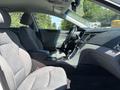 Interior of a 2015 Hyundai Sonata featuring gray fabric seats and a modern dashboard with controls and a gear shifter