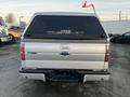 A silver 2014 Ford F-150 truck viewed from the rear with a black cap and tinted windows