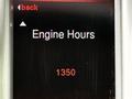 Display screen showing the engine hours of a 2013 Dodge Journey indicating 1350 hours
