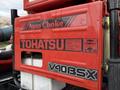 Red Tohatsu portable fire fighting pump with labeled features including Auto Choke and model number V40BSX