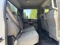 Interior view of a 2019 Ford F-550 with gray upholstered seating showing the back row and seatbelts