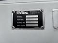 A metal identification plate featuring the model and serial number details for an Altec equipment system
