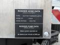 A label displaying rodder hose data and pump data for a 2014 International 7500 including specifications for hose type and water system operation