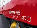 A red Pottinger Impress 155 VC Pro agricultural machine with clear white branding on its side