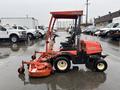 A 2012 Kubota F3680 grass cutter with a red and black body features a seat for the operator and a large cutting deck at the front