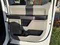 The interior door panel of a 2019 Ford F-550 featuring a textured design with a dark handle and storage compartment