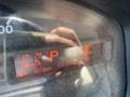 Dashboard display of a 2014 Hino 195 showing mileage at 111453 miles with various indicators illuminated