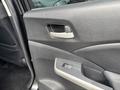 Interior door panel of a 2014 Honda CR-V featuring a smooth black finish and a silver door handle with a window control button