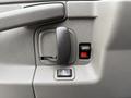 Interior door handle and controls of a 2004 Chevrolet Express with a gray textured panel and a red emergency button