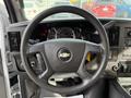 Steering wheel of a 2019 Chevrolet Express with controls and dashboard instruments visible