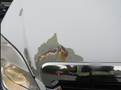 A 2009 Dodge Sprinter Van with visible rust and chipped paint on the hood and front fender area