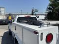 A 2017 Chevrolet Colorado with a white utility bed and a toolbox mounted on the back featuring a set of rear lights and a roll bar