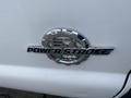 Close-up of a chrome emblem featuring the words Power Stroke and the number 6.7 on a white 2015 Ford F-550 truck