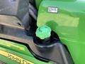 Green fuel cap on a 2021 John Deere 1575 machine with a label indicating ultra-low sulfur fuel only