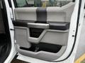 The interior door panel of a 2019 Ford F-350 SD featuring a combination of gray and black materials with a handle and storage compartment