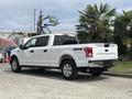 A 2017 Ford F-150 in white with a four-wheel drive badge parked on a concrete surface with palm trees visible nearby